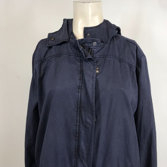 SEJOUR - WOMEN'S 0X - NAVY ZIP & SNAP CLOSURE HOODED CARGO JACKET COAT - Picture 2 of 10